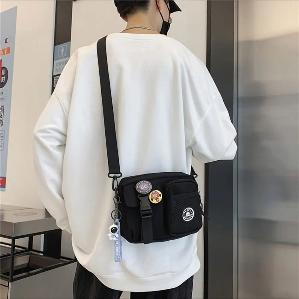 Urban Canvas Crossbody Bag with Zipper Pouch
