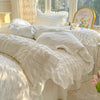 Seersucker Duvet Cover Set with Lace Trim