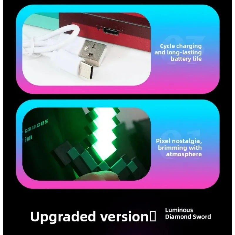 Rainbow LED Diamond Sword with USB Charging Base
