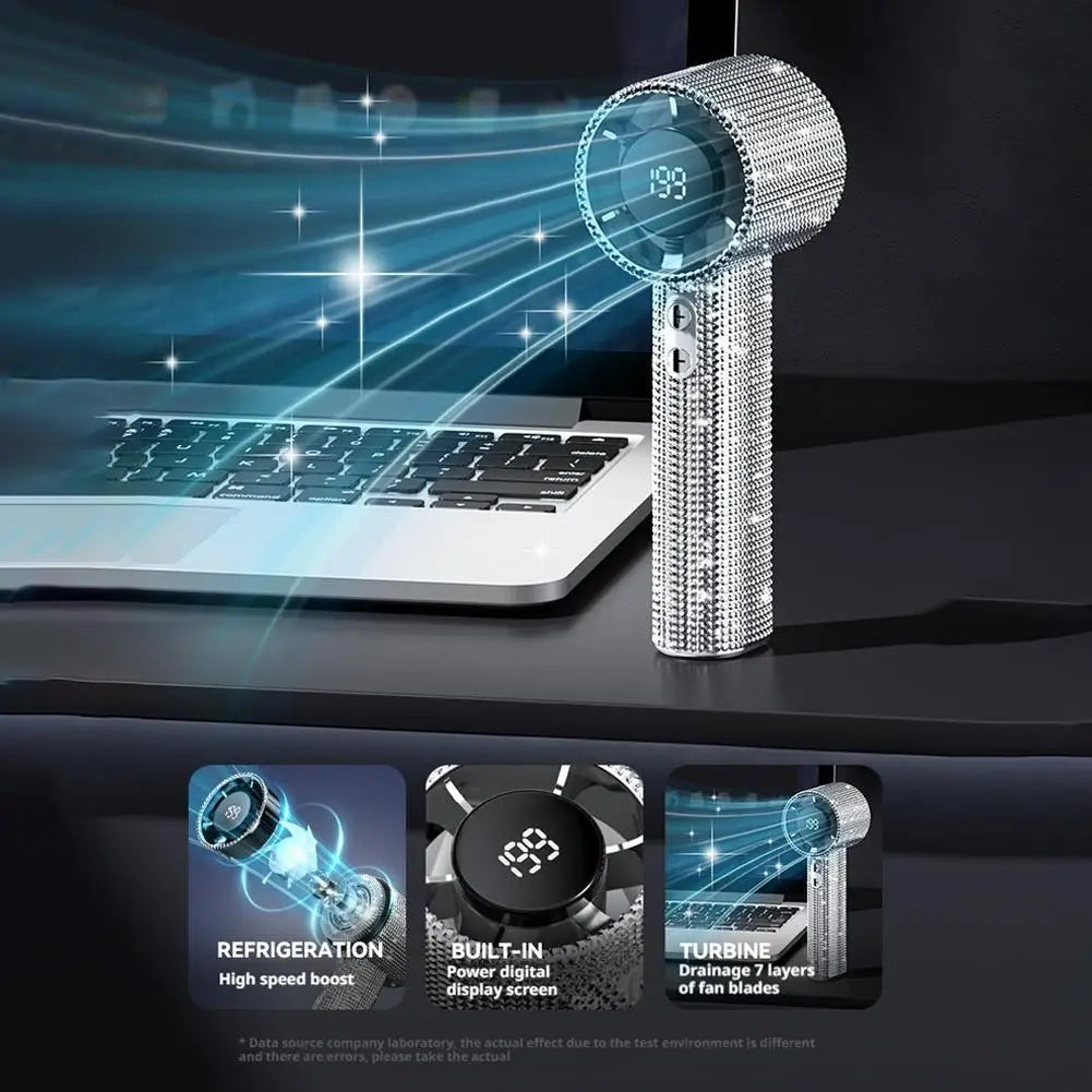 Portable Rechargeable Handheld Fan with Digital Display