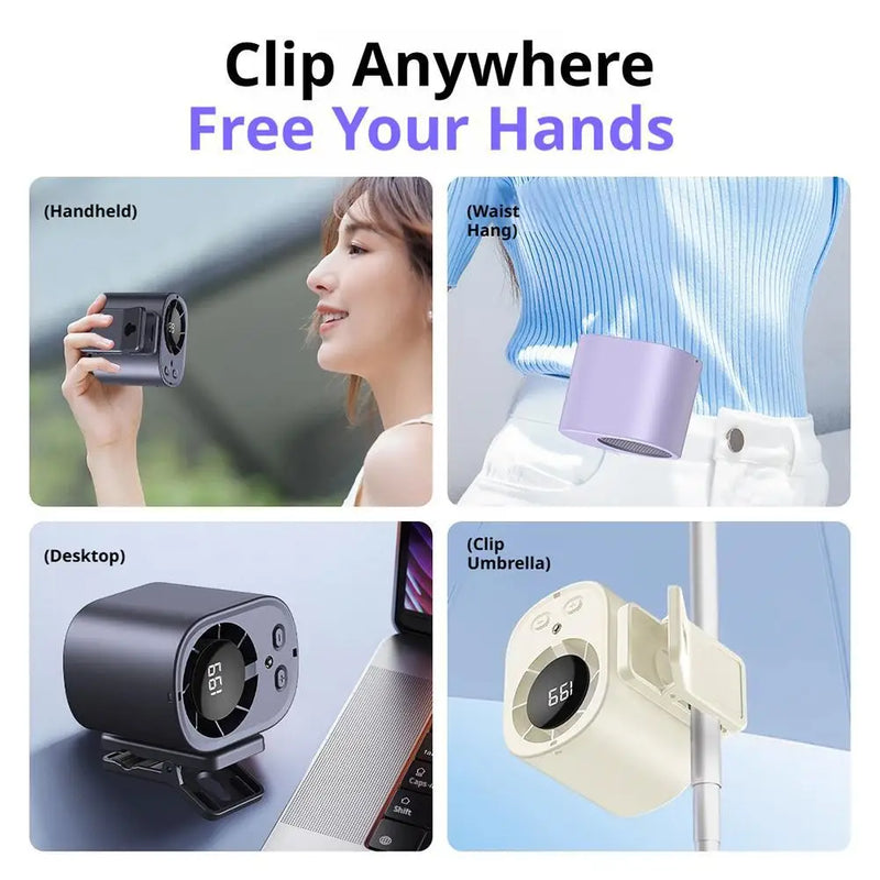 Ventilador de Coche Portátil con Clip y Pantalla LED