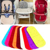 A collection of brightly colored, soft, breathable, and portable stroller seat cushions in various shades including pink, red