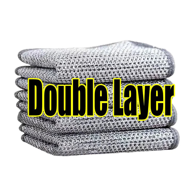 Double-Layer Steel Wire Cleaning Cloths for Kitchen