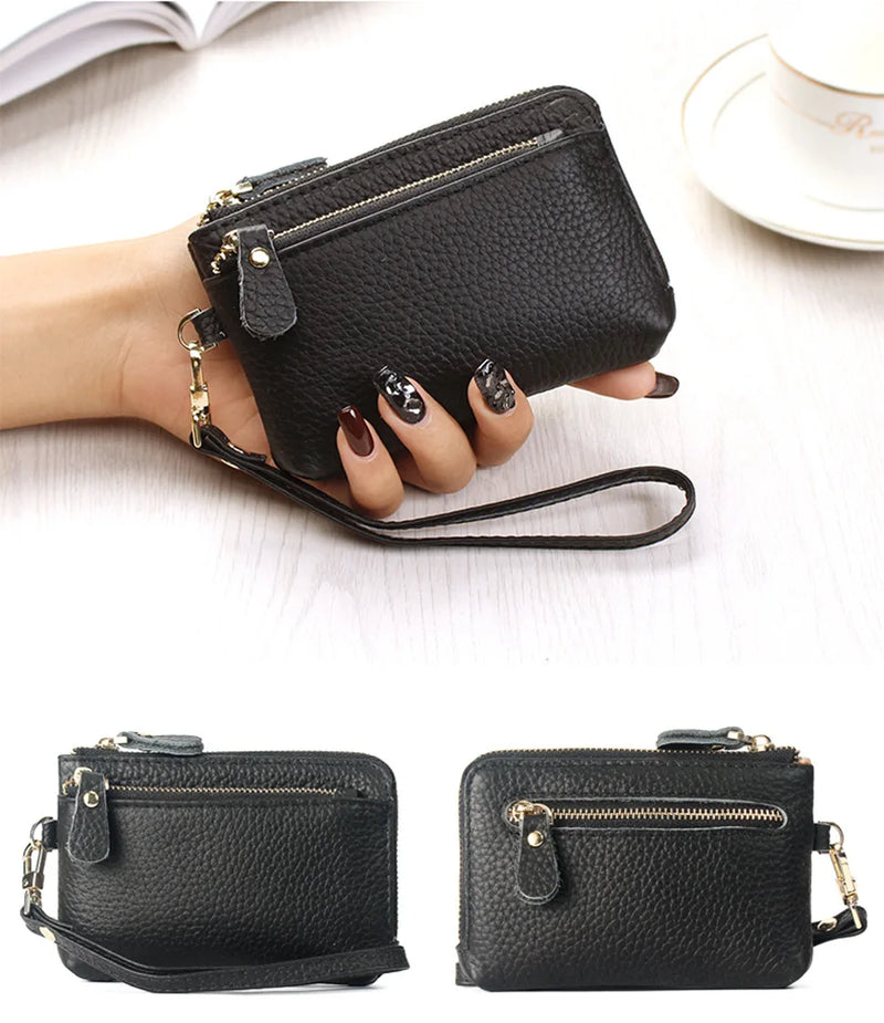 PU Leather Wallet with Wrist Strap and Coin Purse