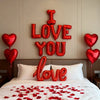 Heart-Shaped 'I Love You' Foil Balloon with Red Petals