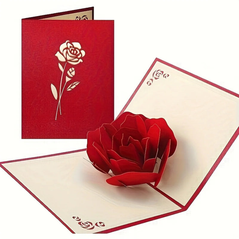 3D Pop-Up Birthday Rose Card with Envelope