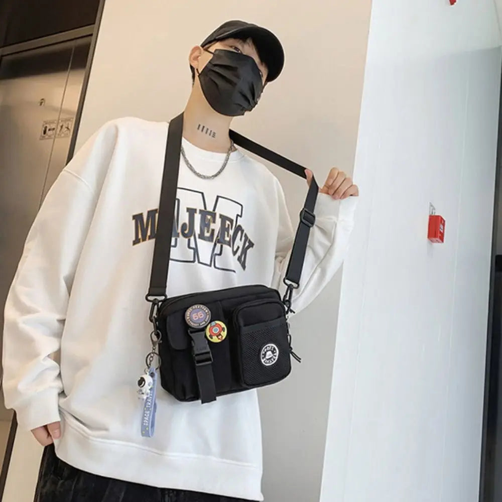Urban Canvas Crossbody Bag with Zipper Pouch