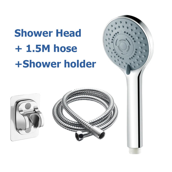 5-Mode Chrome Shower Head with Hose & Bracket