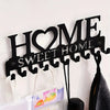 Black Metal Wall-Mounted Key Holder with 10 Hooks
