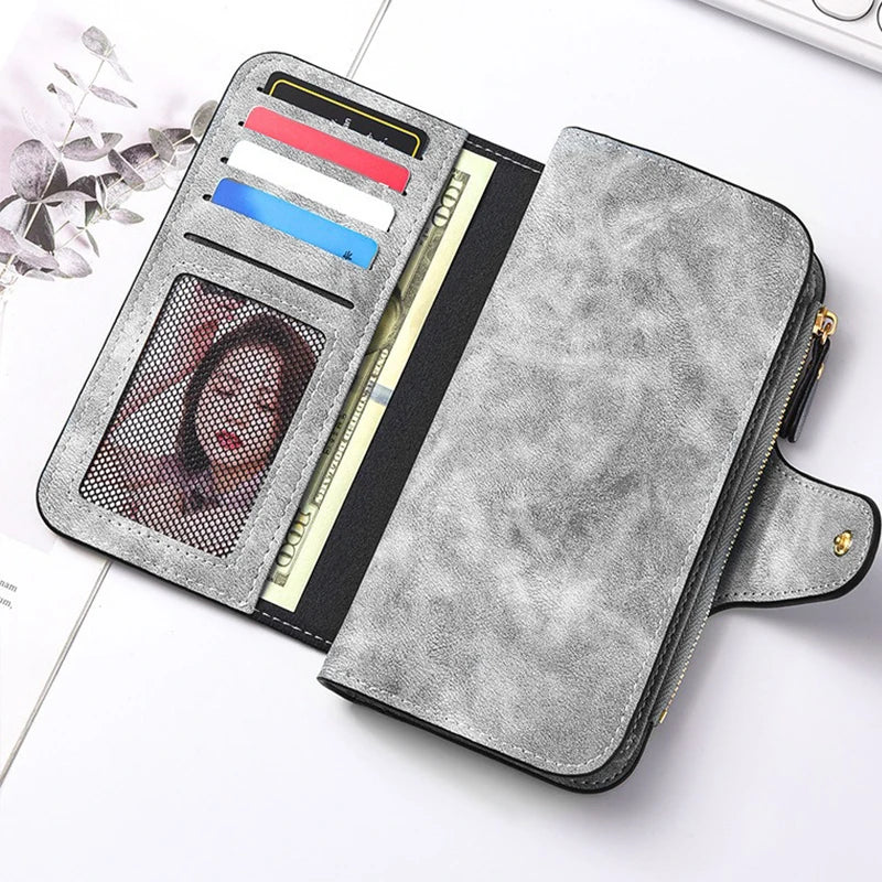 Highland Cow Print Zip-Around Wallet with Card Holder