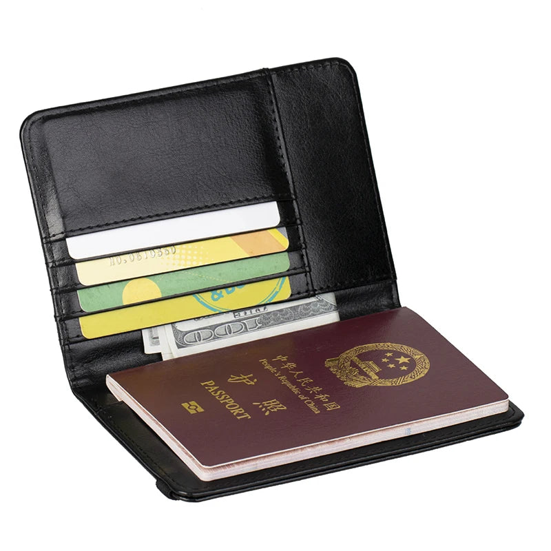 Classic PU Leather Passport Holder with US Flag Detail