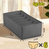 A gray fabric organizer with six compartments is shown on a table, measuring 32cm long and 10cm high.