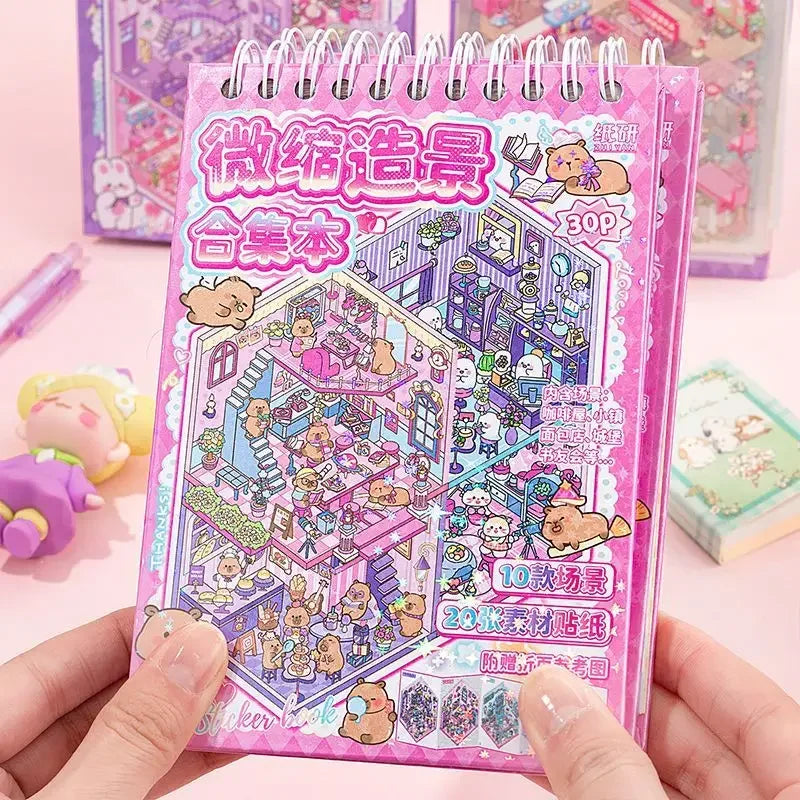 3D Miniature Scene Stickers - 30 Pack for Crafts & Journaling