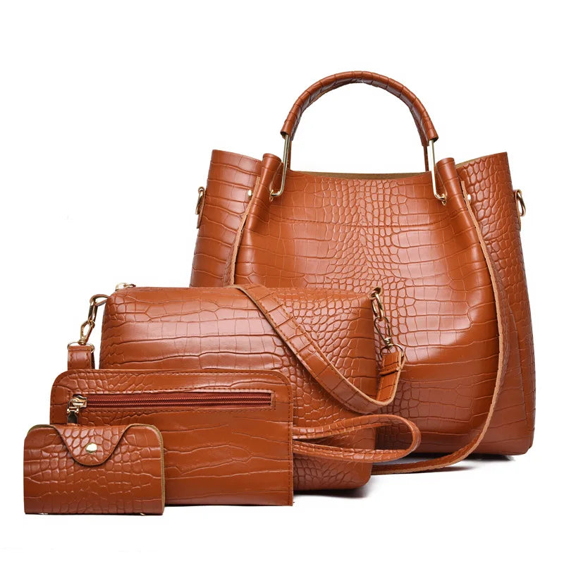 Handtaschen-Set aus Krokodil-Struktur PU-Leder