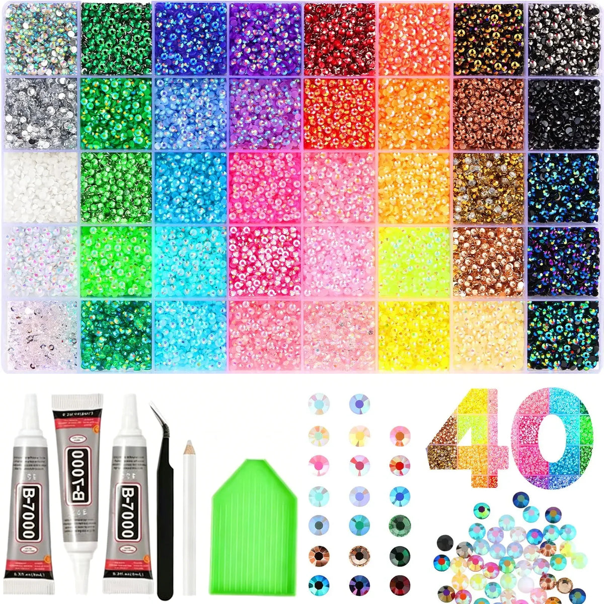 A collection of multicolor flatback resin gems and rhinestones in various shades and colors for DIY projects.