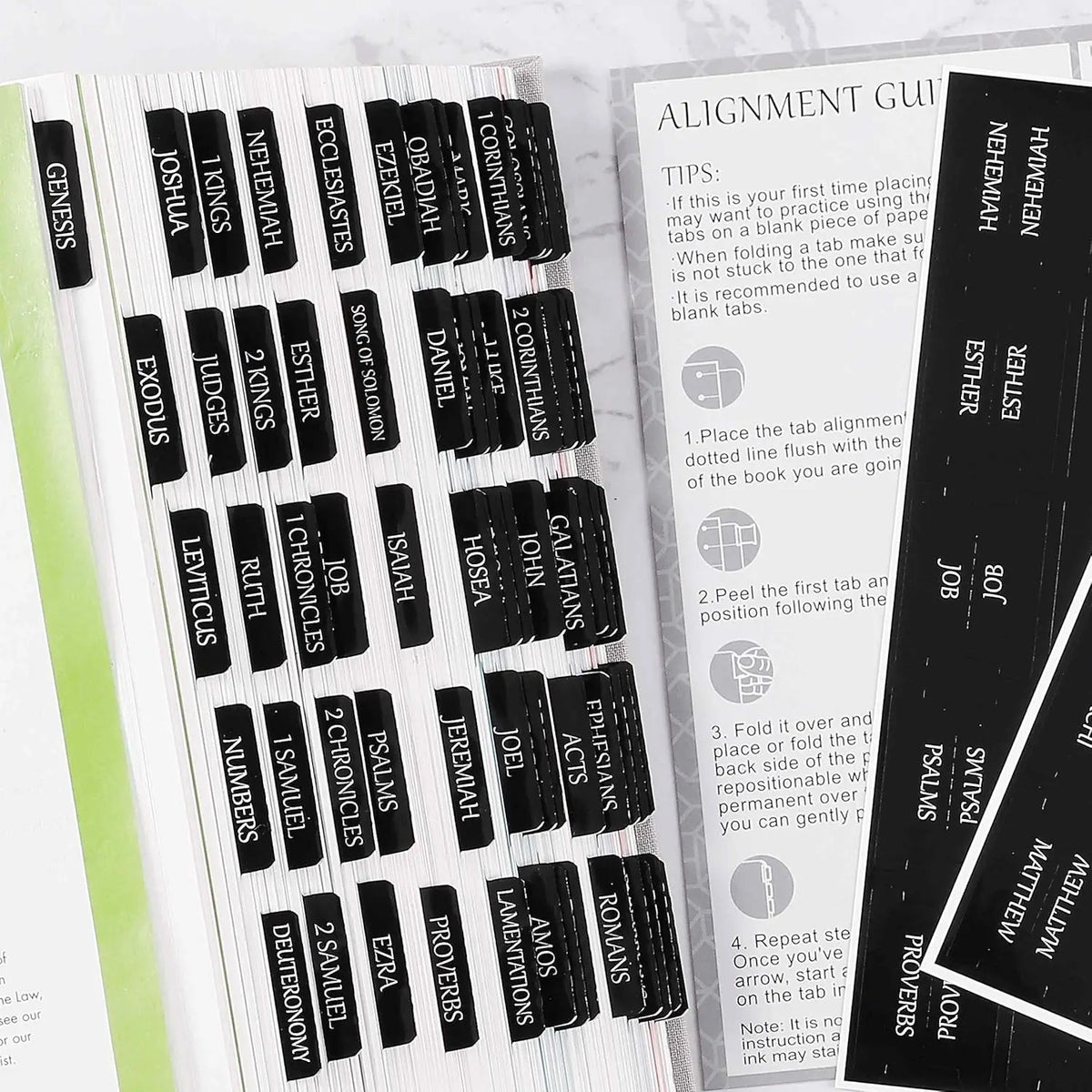 Large Print Repositionable Bible Tabs with Laminated Finish