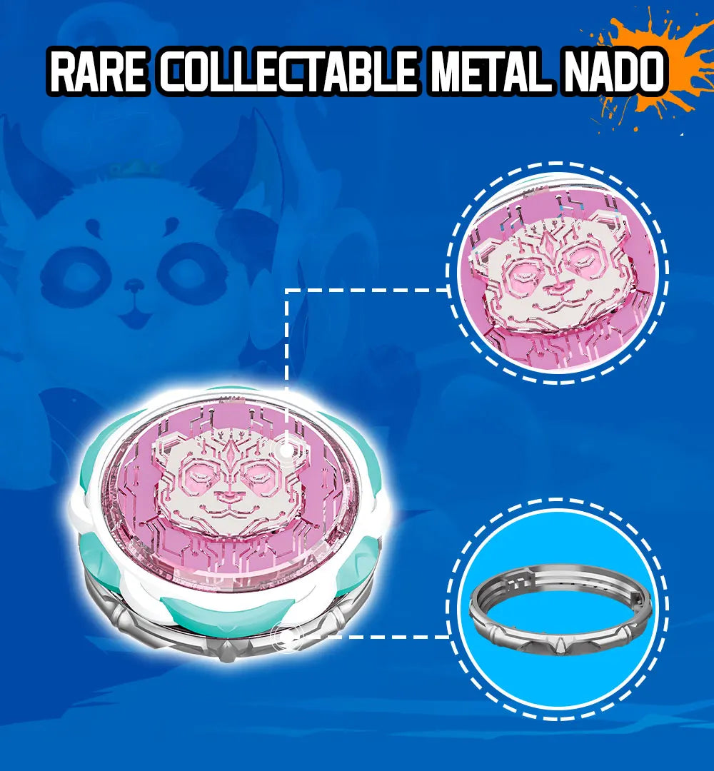 Infinity Nado Spirit Wind Panda Metal Spinning Top Set with Sword Launcher