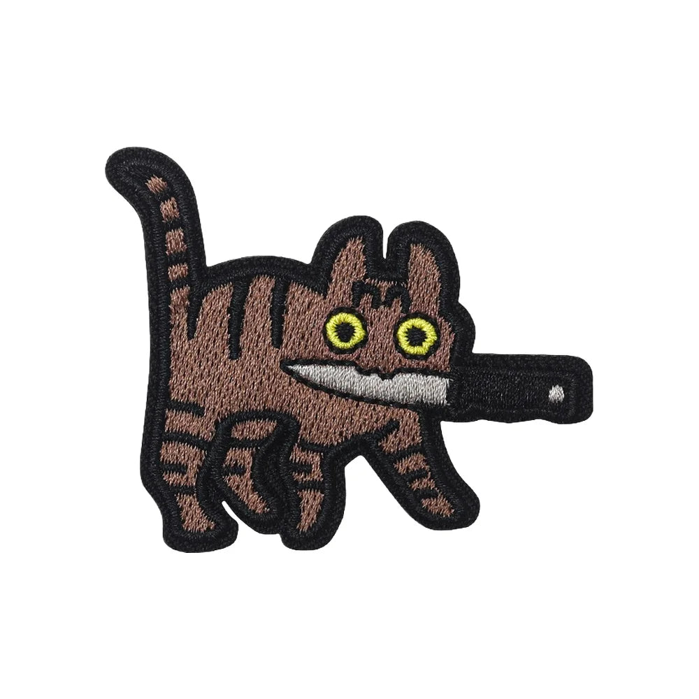 Assassin Cat Embroidered Patch – Funny Hook & Loop Badge