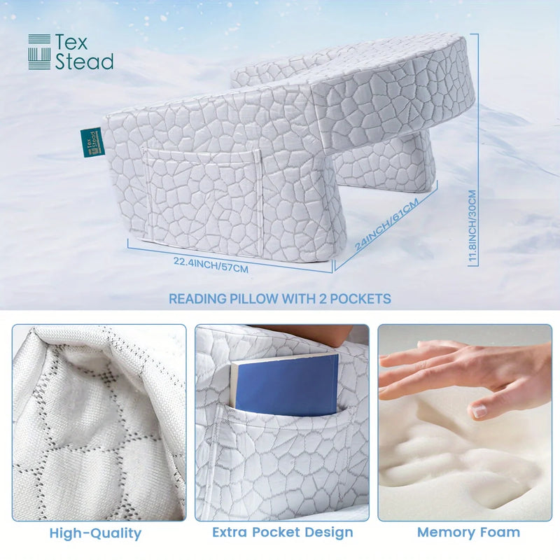 Extra Large Memory Foam Reading Pillow with Armrests