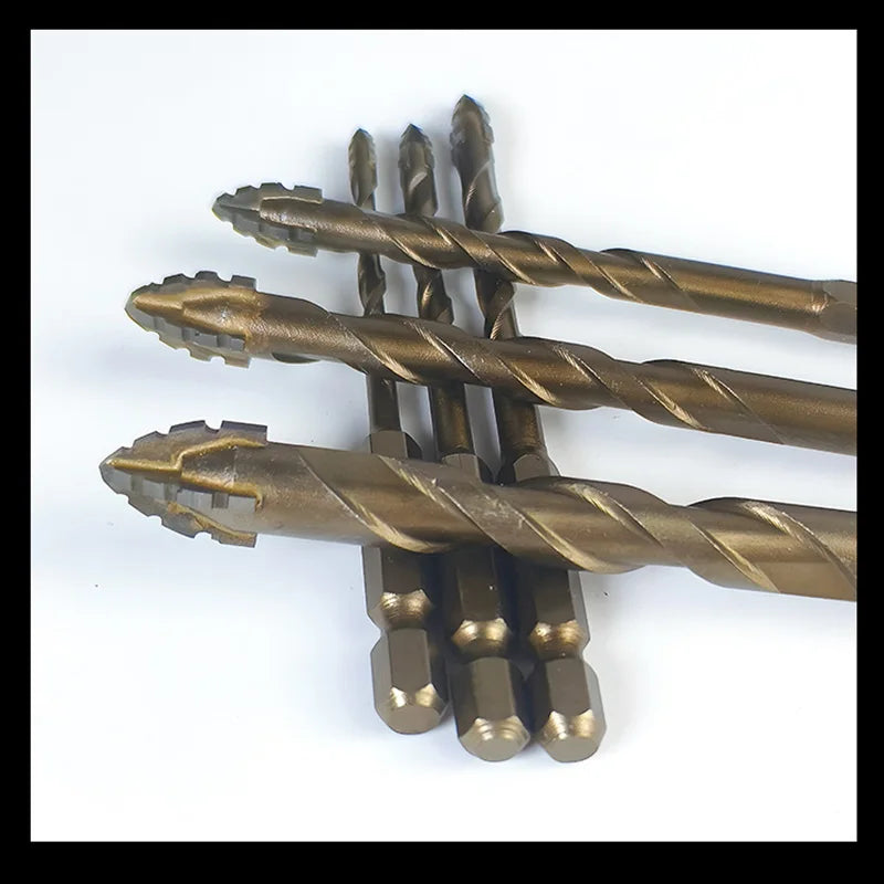 Carbide Four-Blade Serrated Drill Bit Set 6-10mm for Tile, Ceramic, and Stone
