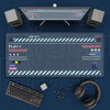 A Japanese art large mouse pad with a non-slip rubber base is shown alongside a keyboard and headphones.