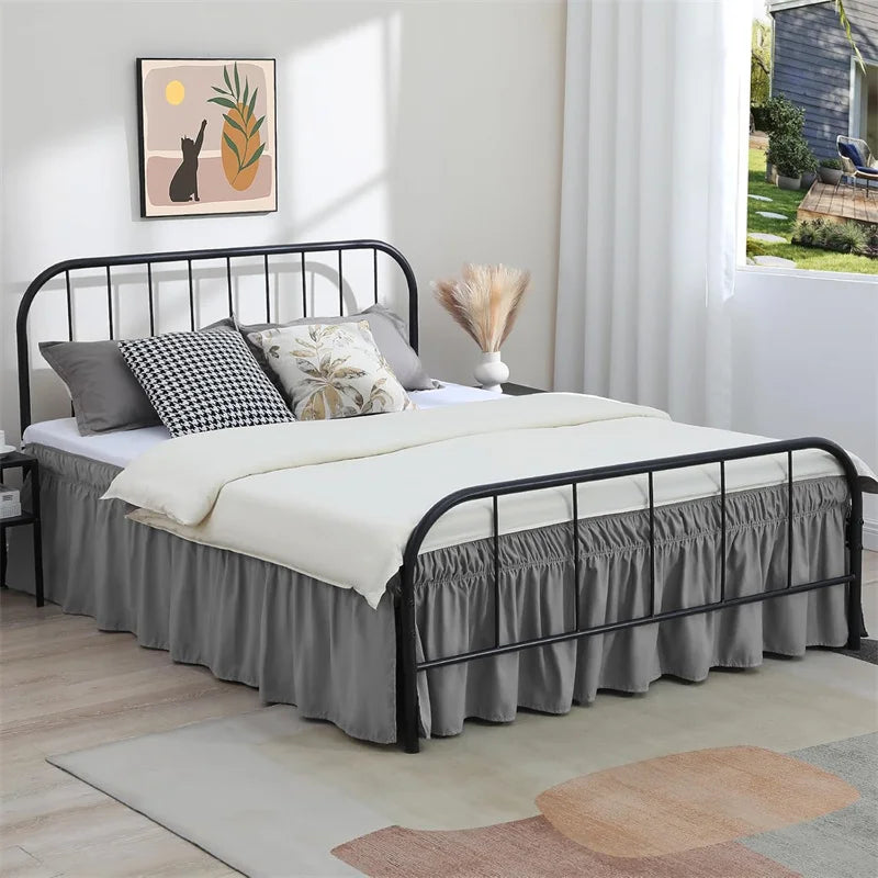 Ruffled Bed Skirt with Split Corners and Elastic Wrap
