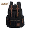 Vintage Canvas Backpack with Leather Accents – Large Capacity Travel & Laptop Bag