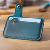 Vintage Leather Slim Card Holder with Snap Closure