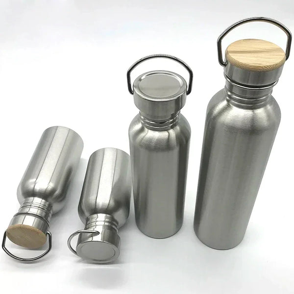 Stainless Steel Water Bottle with Bamboo Lid
