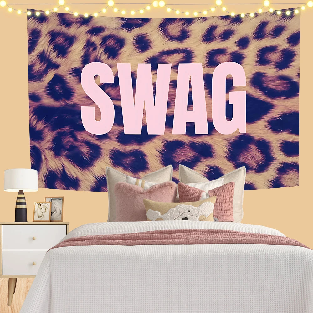 Leopard Print Pink Tapestry Wall Hanging
