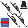 Set of four black automatic retractable T-handle electroforesis straps with 3.3m length and 680KG tensile strength