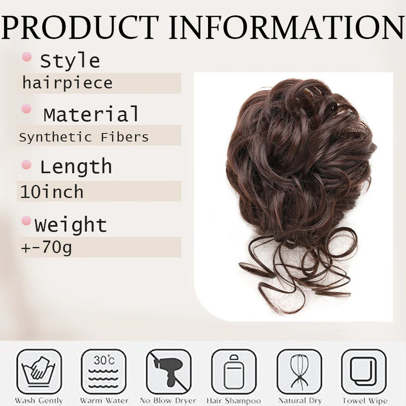 Synthetic Messy Bun Hair Extension with Claw Clip