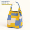 Mini Knitted Colorblock Bucket Bag with Detachable Handle