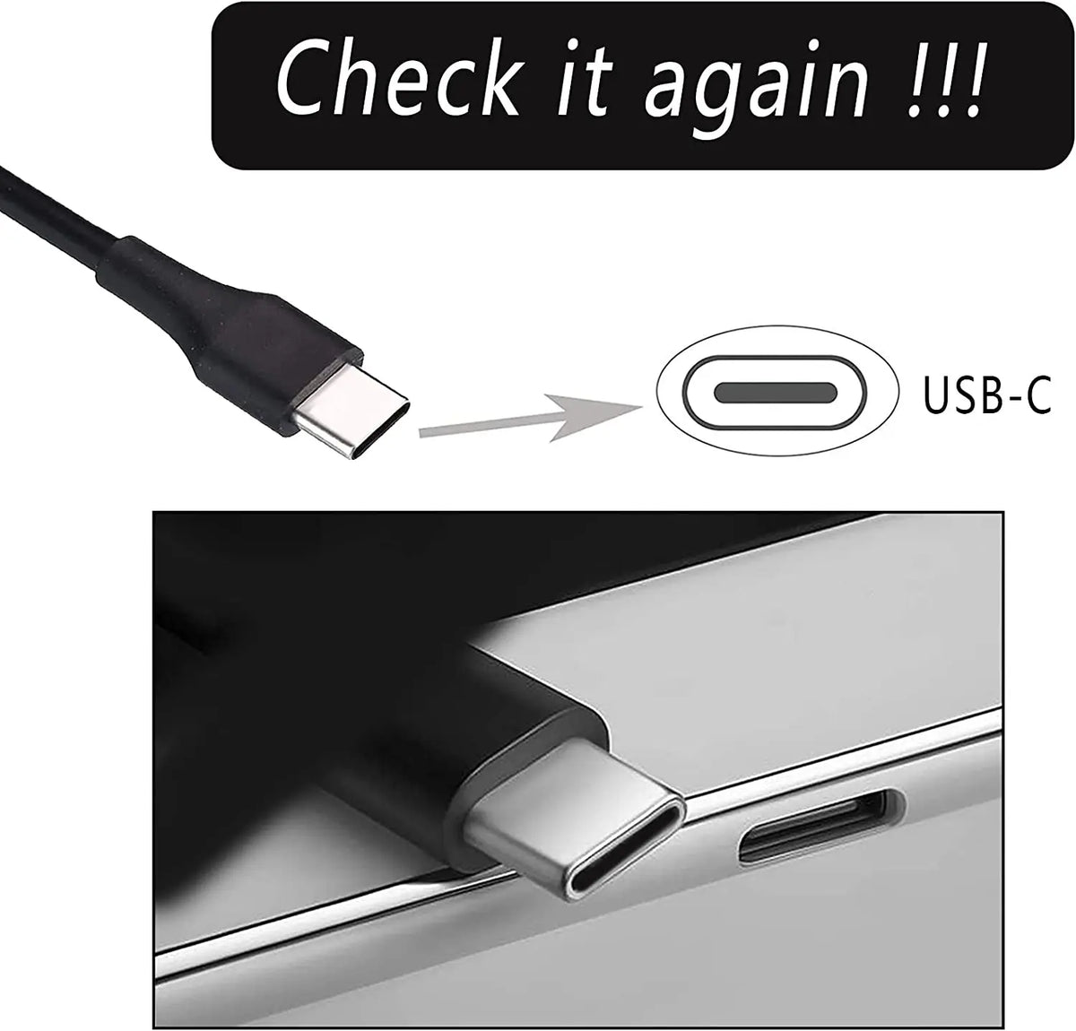 65W USB-C Laptop Charger for Lenovo ThinkPad T480, T580, X280 & More