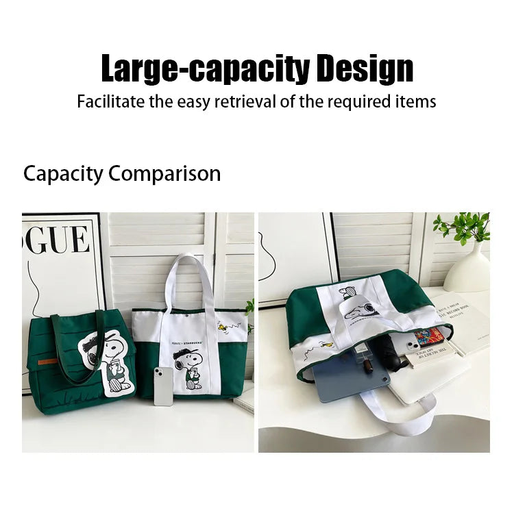 Snoopy Canvas Tote Bag with Crossbody Strap