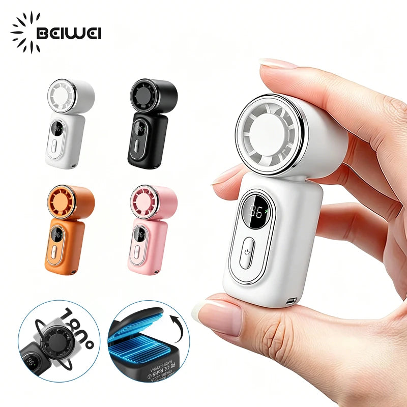 Portable Clip-On Mini Fan with LED Display