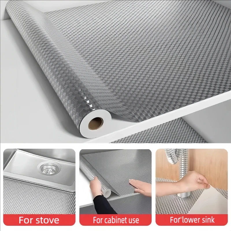 Aluminum foil peel-and-stick kitchen backsplash wall sticker in gray mesh texture for various uses