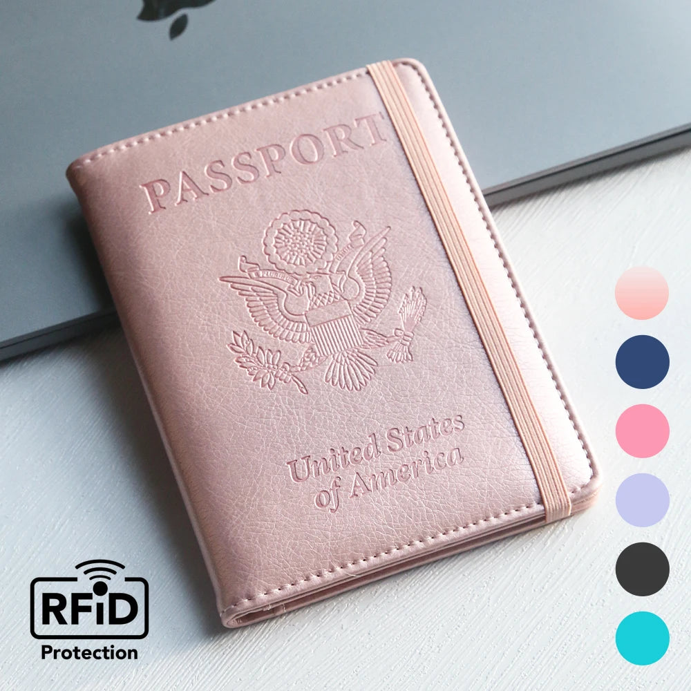 RFID-Blocking PU Leather Passport Holder with 3D Embossed Design