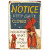 Retro Funny Chicken Farm Metal Sign for Kitchen and Coop
