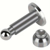 Silberner, schwerer Magnet-Türstopper mit zylindrischem Körper und sphärischem Ende.