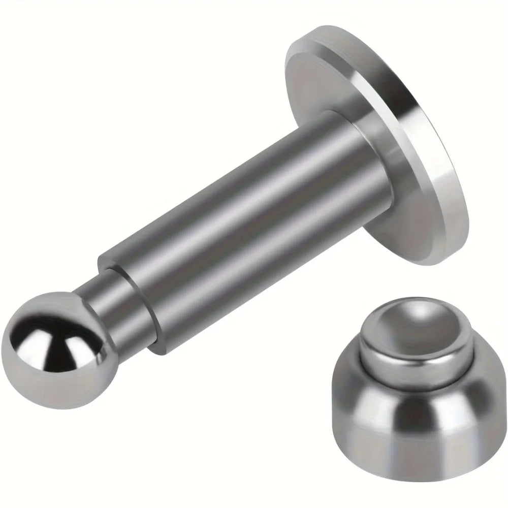 Silberner, schwerer Magnet-Türstopper mit zylindrischem Körper und sphärischem Ende.