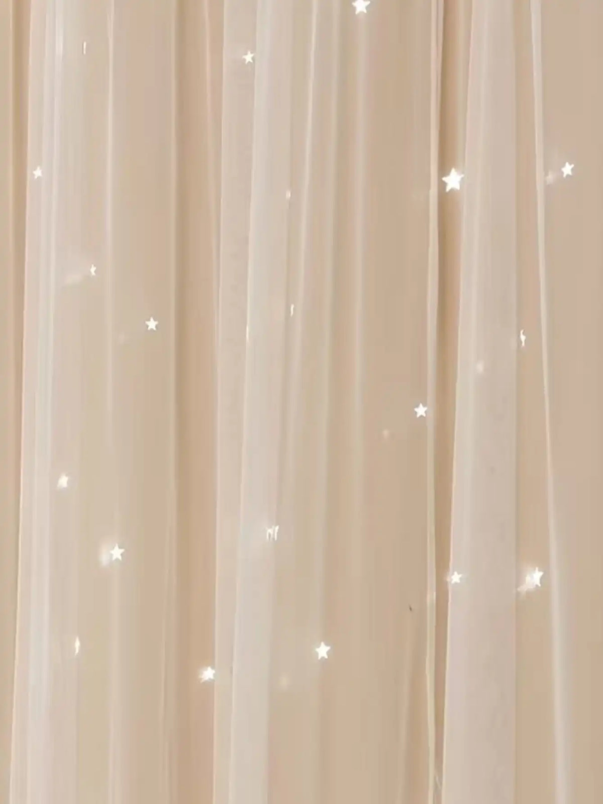 Beige Star Perforated Sheer Curtain with Blackout Lining