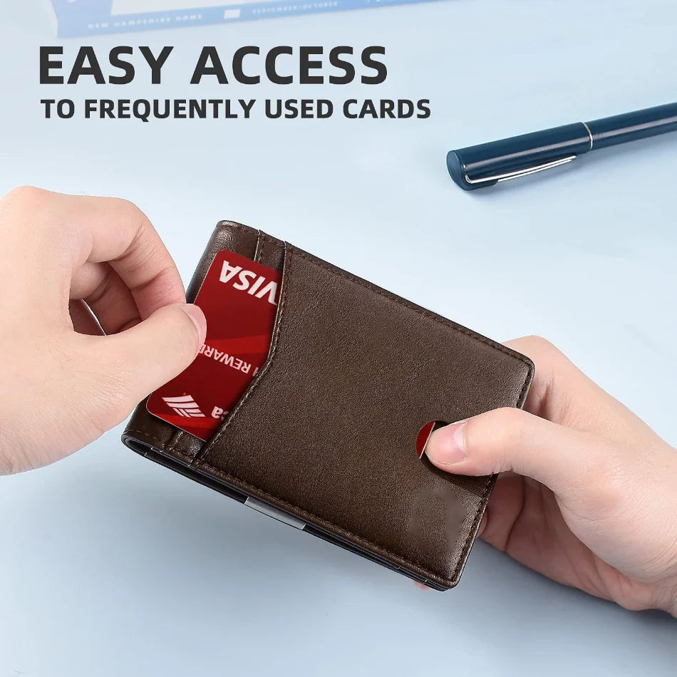 Slim RFID-Blocking Carbon Fiber Leather Wallet