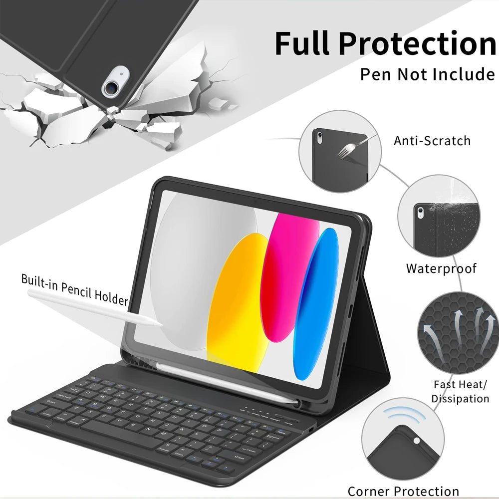 Detachable Keyboard Case for iPad 10th Gen and iPad 11th Gen (A16)