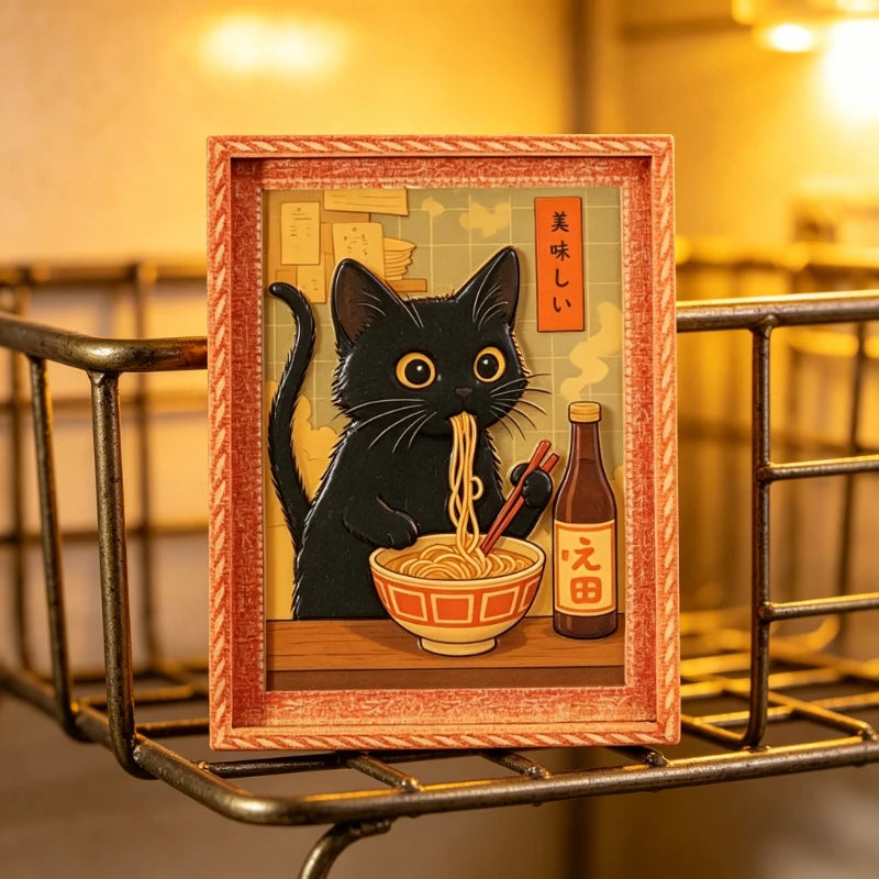 Black Cat Ramen Fridge Magnet