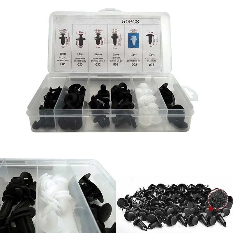 Assorted Plastic Push-Type Retainer Clips for Auto Body & Trim (100-Piece)