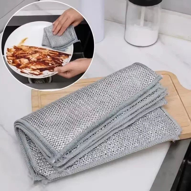 Heavy-Duty Microfiber Cleaning Cloths with Steel Mesh