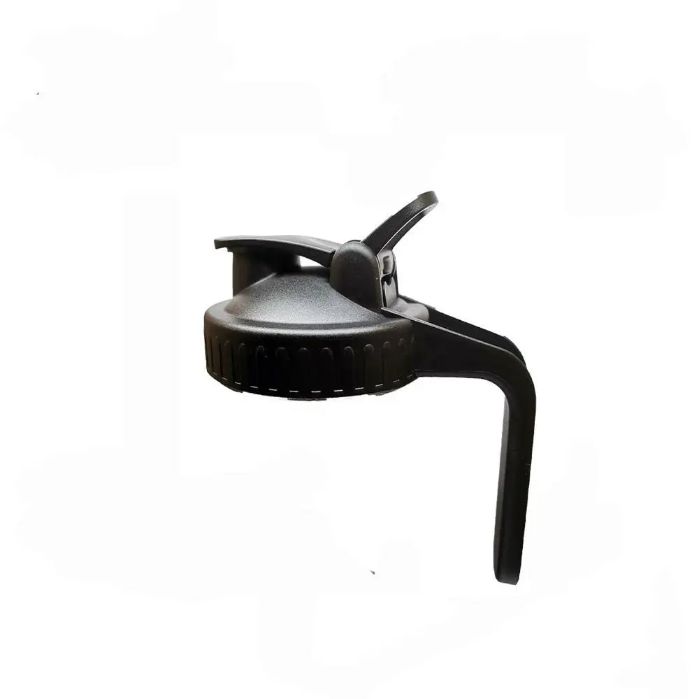 Black wide mouth mason jar lids with a pour spout and handle