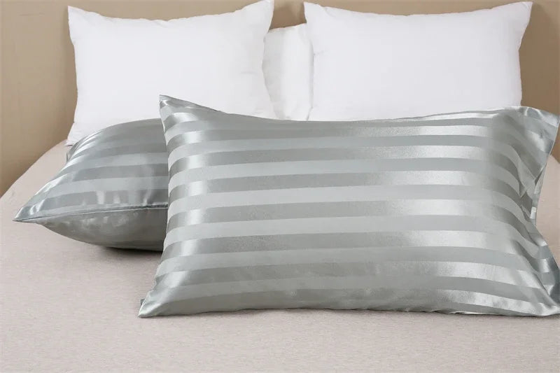 Luxurious Satin Stripe Pillowcase with Envelope Closure