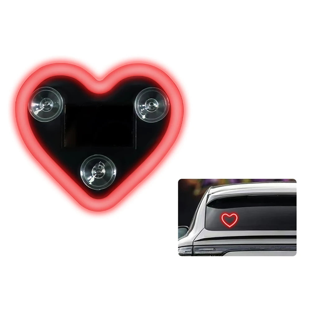 Solar Powered Heart-Shaped LED Light for Car Rear Window